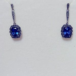 Kay Jewelers lab created blue sapphire drop earrings
